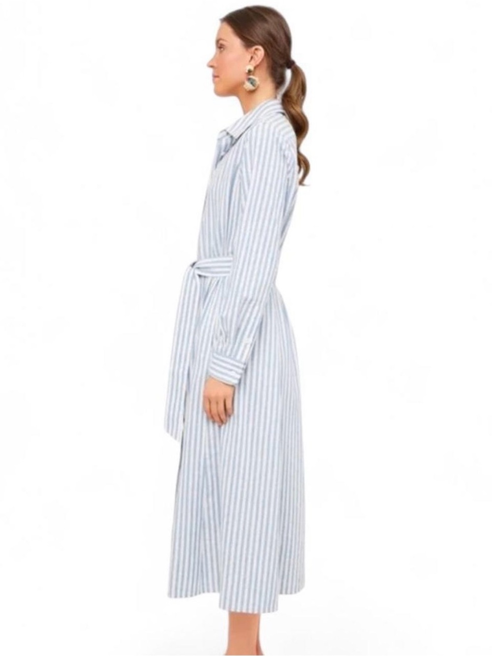 ๐ NWT Tuckernuck Striped Blue and White Caldwell Shirt Dress with Tie Waist - Picture 6 of 8